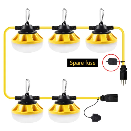 Commercial Grade 5-Light 50W 7000 Lumen SJTW 18/3 Heavy Duty Indoor/Outdoor Work String Lights