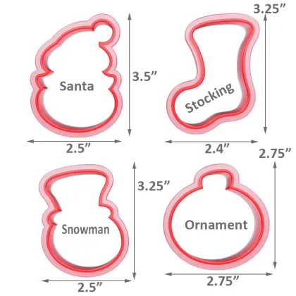 Plastic Christmas Fondant Biscuit Dough Clay Cutter Mold for Royal Icing Decorating