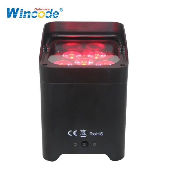 Wincode Optronics 6x18W RGBWA+UV Battery-Powered Wireless DMX LED Uplight Par Can for Wedding Events