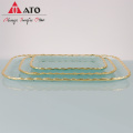 Wholesale Clear Glass Charger Plates With Gold Rim