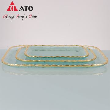 Wholesale Clear Glass Charger Plates With Gold Rim