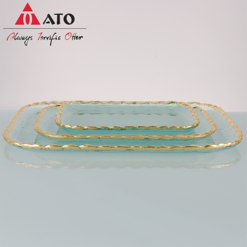 Wholesale Clear Glass Charger Plates With Gold Rim