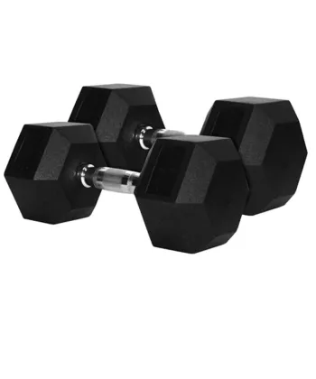 Custom Tiger Sport Hexagon Cast Iron Rubber Coated Dumbbells 20kg Gym Weights Set