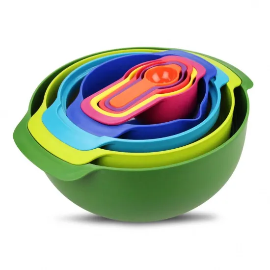Multi-Colored BPA-Free Salad Bowls Set with Measuring Spoon