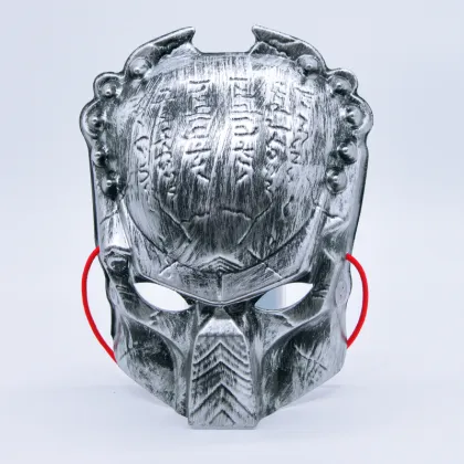 Predator Silver Mask with Red Ribbon