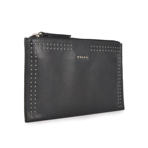 Ladies Leather Evening Clutch Bag With Rivets