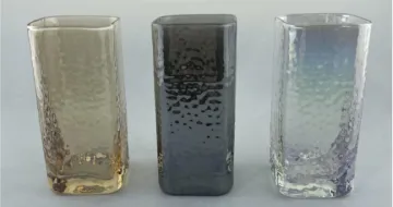 Hammer pattern High-Ball Square Glass Electroplate Color