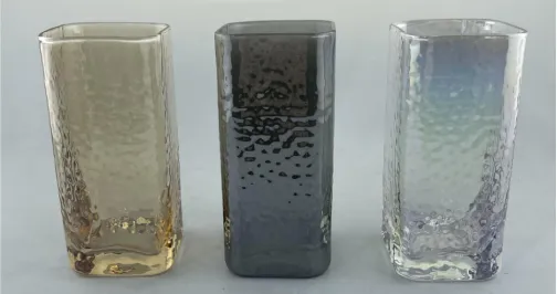 Hammer pattern High-Ball Square Glass Electroplate Color