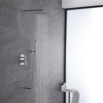 304 Stainless Steel Brushed Shower Set with Concealed Mount Faucet and Hand Spray