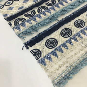 2019 Summer Topic 3D Tassel Sequin Embroidery Fabric