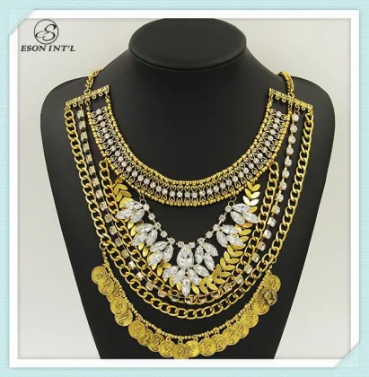 Wholesale Vintage Gold Coin Layered Necklace for Women 2015
