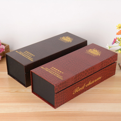 Custom Gold Logo Leatherette Wine Boxes Packing Vintage