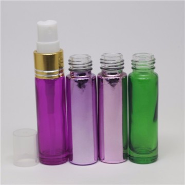electroplating pink color 10ml empty spray bottle with gold atomizer