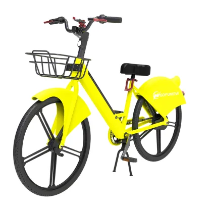 Yellow Color Electric Bicycle Basket for public rental