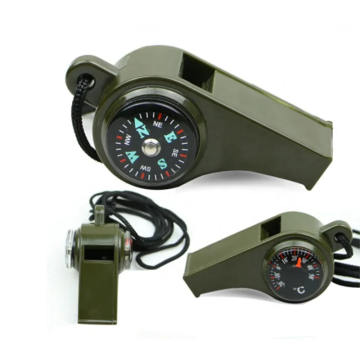3-in-1 Emergency Survival Whistle: Compass, Thermometer, and Loud Safety Whistle for Outdoor Hiking