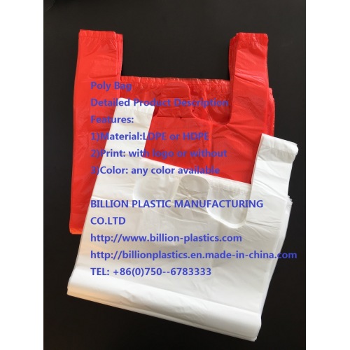 HDPE T-Shirt Vest Compostable Trash Flat Poly Bags on Rolls