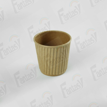 Disposable Kraft Paper Cups Ripple For Coffee Shop