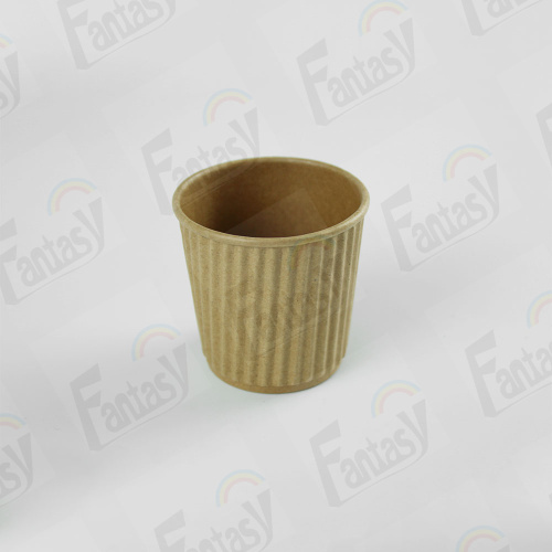 Disposable Kraft Paper Cups Ripple For Coffee Shop