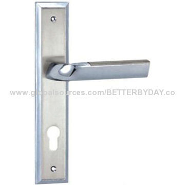 Door Lever Handle on Plate/Hardware for Mortise Lock/Entrance, Internal/Key, Cylinder Type