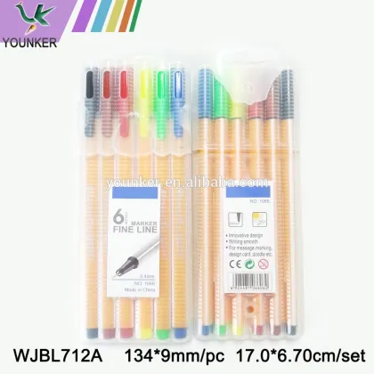 6 colors Triangle pole Fine Line Marker