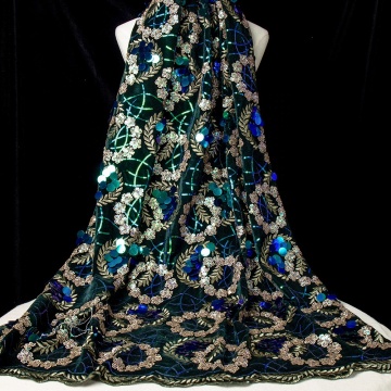 Wholesale Circular Flower Fashion Lace Trim, Elegant Mesh Sequin Fabric