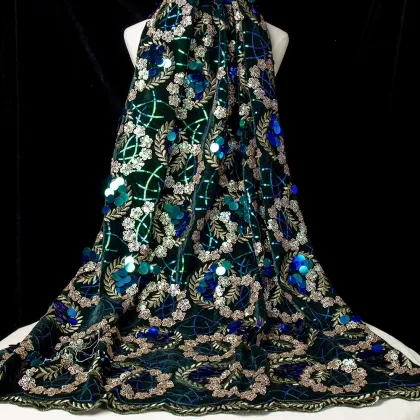 Wholesale Circular Flower Fashion Lace Trim, Elegant Mesh Sequin Fabric