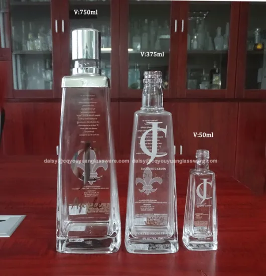 375ml 750ml decorated printed square wine bottle for liquor