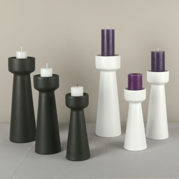 Matte Black White Ceramic Candle Holder: Versatile Stand for Taper and Pillar Candles