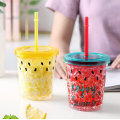 Doppelschicht-Kunststoff-Anti-Drop-Wasser-Tasse Nette Getränkbecher