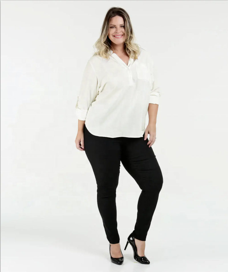 2020 Plus Size långärmad blus