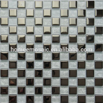 cracked textured cutting glass mix metal mosaic crystal glass mosaic for backsplash tile