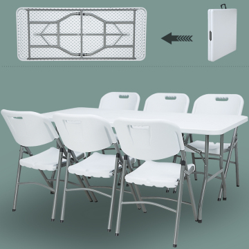 Cheap White Blow Mould 6ft Plastic Solid Rectangle Table