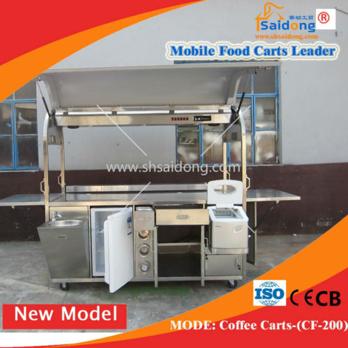 Unique design stainless steel coffee cart/coffee vending cart/ice-cream cart