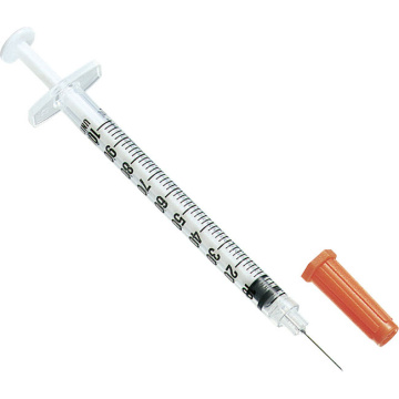 Free sample orange cap colored insulin syringe