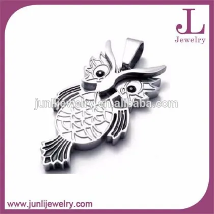 White CZ Black Enamel Stainless Steel Fashion Owl Pendant Fancy Owl Necklace