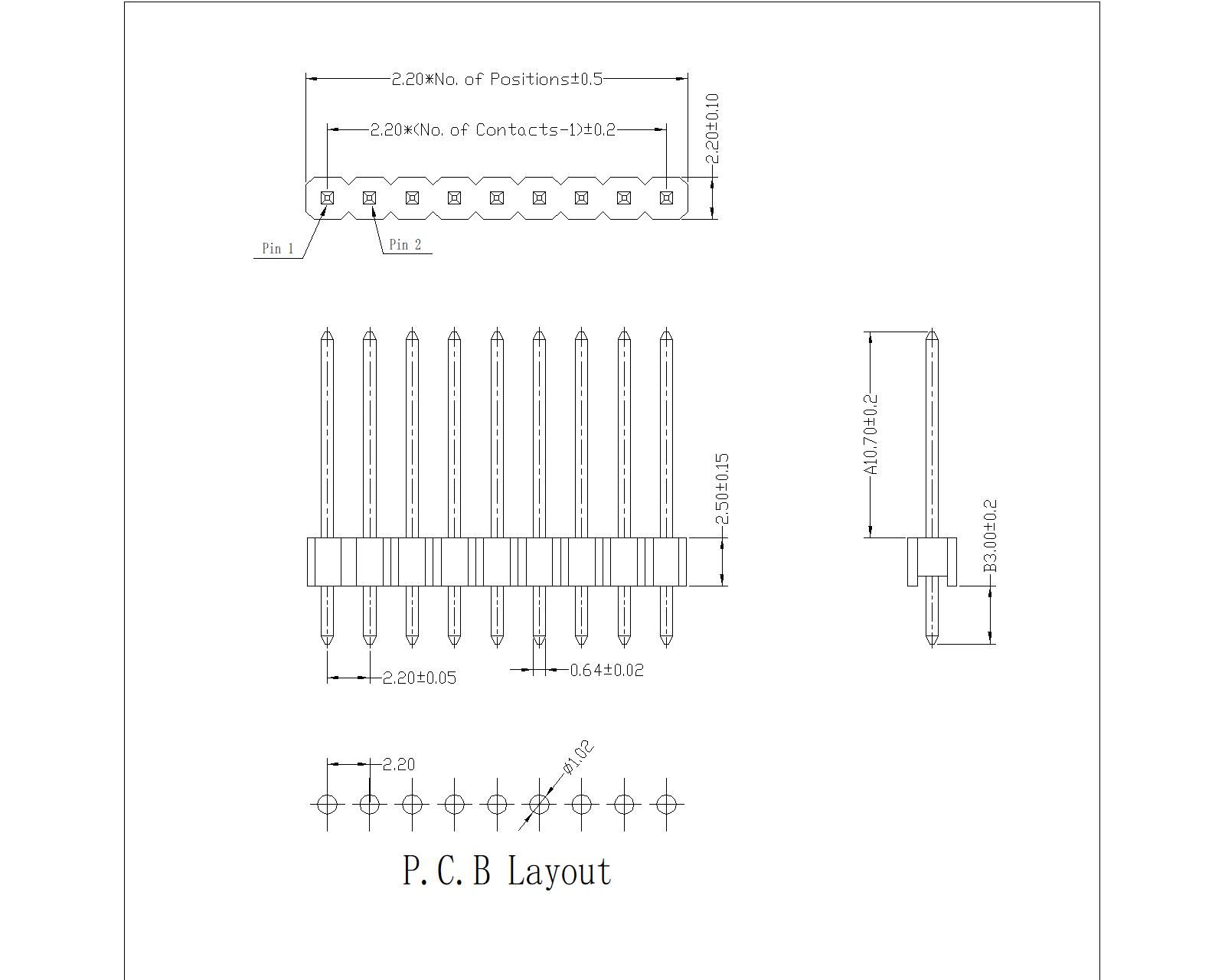 PHIS01-XXS 2.2X2.5mm Pin Header Single Row 18