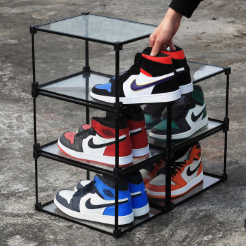 Transparent Acrylic Shoe Box: AJ Storage Display Case - Assemble, Stackable, Magnetic