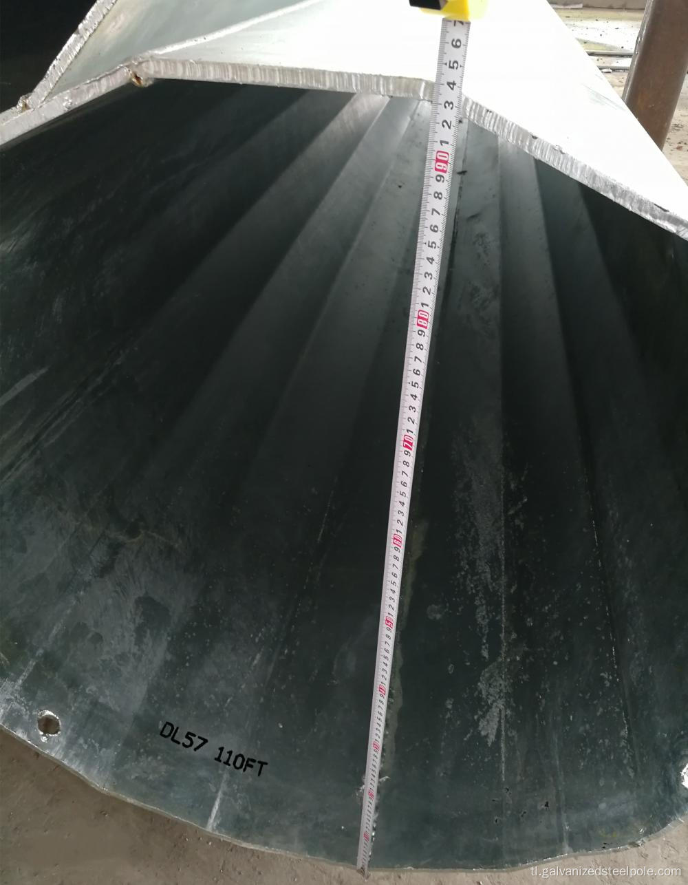 110ft mainit na dip galvanizing transmission steel poste