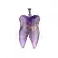 Amethyst Tooth Necklace for Women Men Handmade Craved Stone Teeth