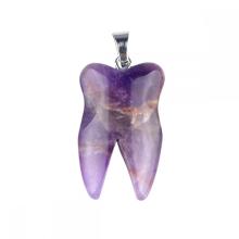 Amethyst Tooth Necklace for Women Men Handmade Craved Stone Teeth