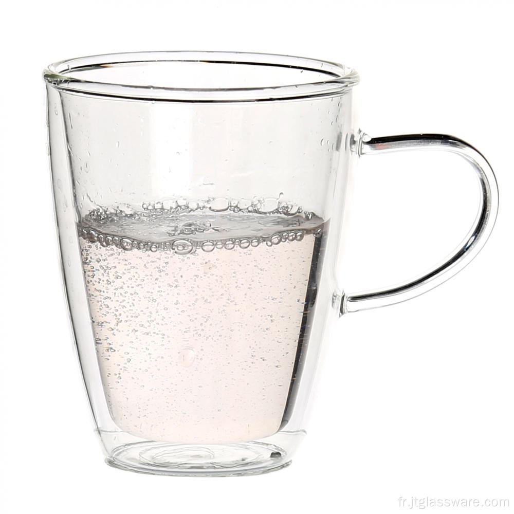 Tasse en verre personnalisée à double paroi pour thé à la menthe poivrée