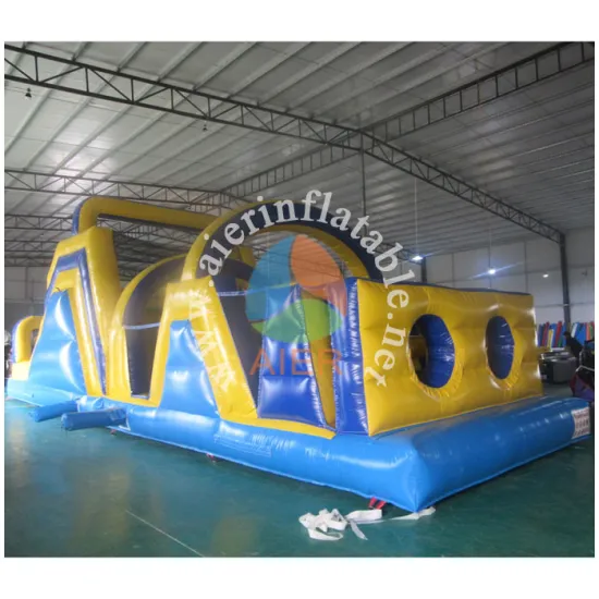 2016 Aier Amusing kids outdoor Yellow--blue inflatable obstacle playground