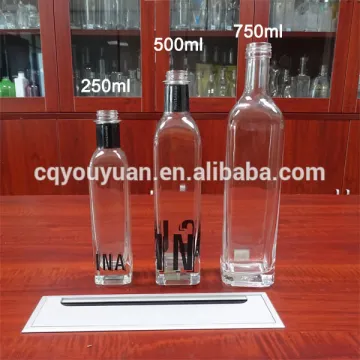 Hand Painted Transparent Square Glass Bottle 270ML Olive oil Glass Bottle
