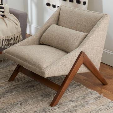 Modern Balcony Reclining Wood Leather Recliner for Living Room Leisure