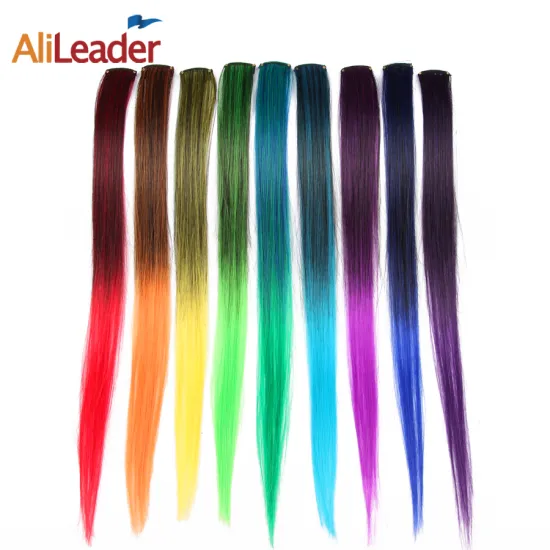 AliLeader High Temperature Fiber 20inches Multiple Colors Long Straight 1 Clip Synthetic Clip In Hair Extension Hair Accessories