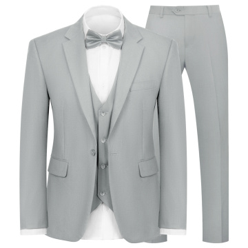 WYWK Men's 3-Piece Suit Prom Wedding Set-Light Gray-XL