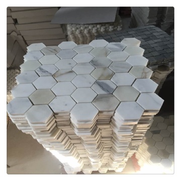 Calacatta Gold Marble Hexagon Mosaic Wall Background