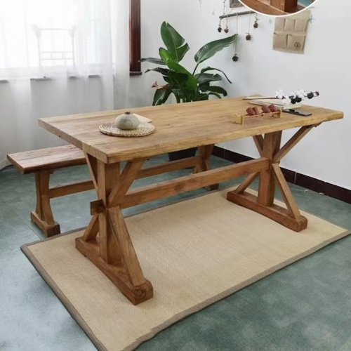 Antique-Style Solid Wood Dining Table