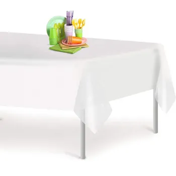 12-Pack Premium Disposable Plastic Tablecloth - 54" x 108" Decorative Rectangle Table Cover