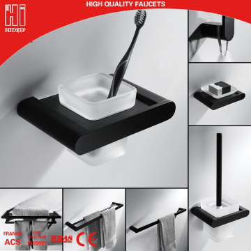 HIDEEP bathroom accessories Full copper Double towel rack black bathroom pendant 7 pieces set